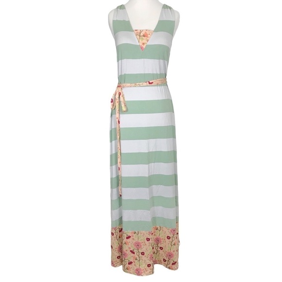 MATILDA JANE Seaside Afternoon Maxi Striped Floral Belted Dress Size Medium - Picture 1 of 14